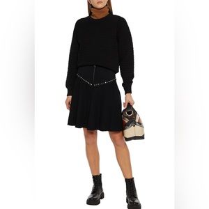 Sandro Oria Paneled Embellished Ribbed Knit Skirt